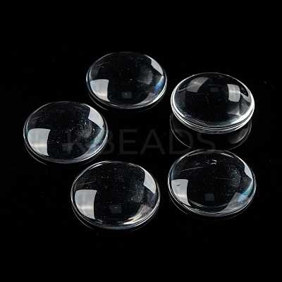 Transparent Glass Cabochons X-GGLA-R026-35mm-1