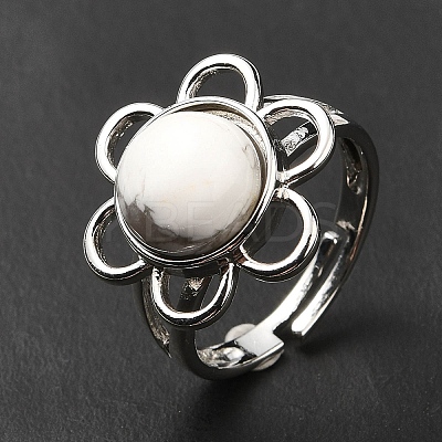 Natural Howlite Adjustable Rings RJEW-P043-01P-21-1