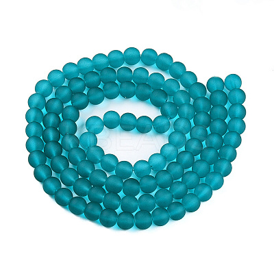 Frosted Transparent Glass Beads Strands GLAA-S031-8mm-37-01-1