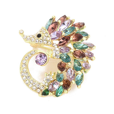 Rhinestone Hedgehog Badge JEWB-E013-02G-03-1