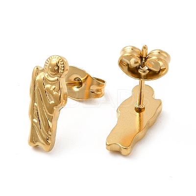 Ion Plating(IP) 304 Stainless Steel Human Stud Earrings for Women EJEW-E271-01G-1