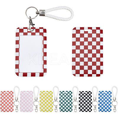 7Pcs 7 Colors Tartan Pattern Plastic Name Card Holder FIND-FH0016-90-1