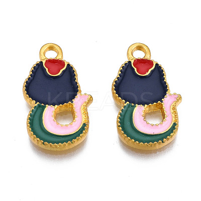 Rack Plating Alloy Enamel Pendants ENAM-S122-61G-1