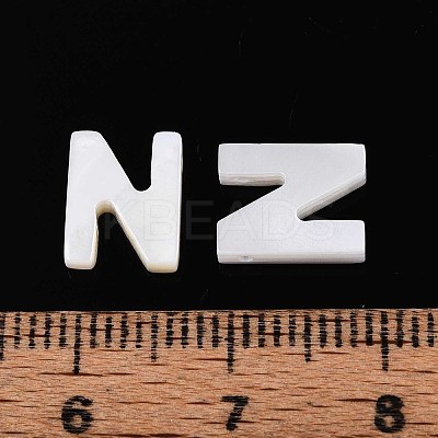 Natural Freshwater Shell Letter Charms BSHE-ZX007-02N-1