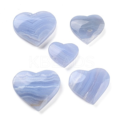 Natural Blue Lace Agate Heart Love Healing Stones G-G126-02-1