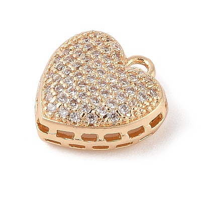 Brass Micro Pave Clear Cubic Zirconia Pendants KK-N256-19G-1