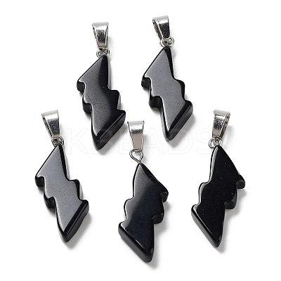 Natural Obsidian Pendants G-C057-01P-04-1