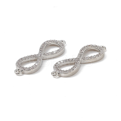 Brass Micro Pave Clear Cubic Zirconia Connector Charms KK-E068-VB385-1