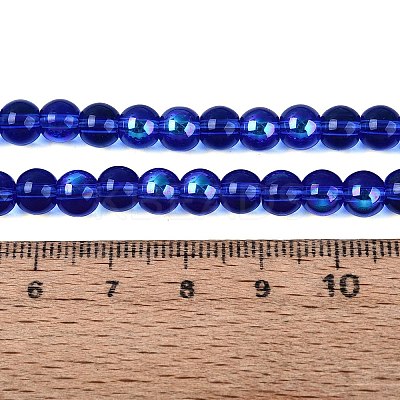 Transparent Electroplate Glass Beads Strands EGLA-Q132-6MM-01A-08-1
