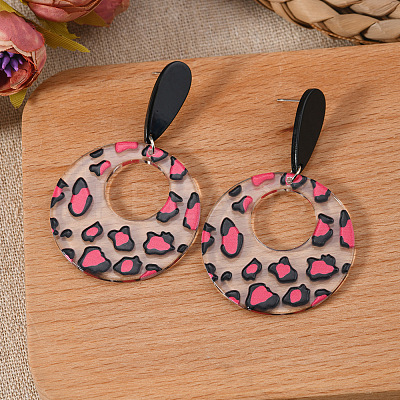 Stylish Acrylic Leopard Print Dangle Stud Earrings XX3345-3-1