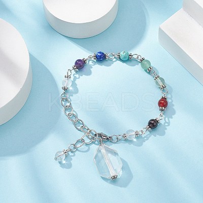 Natural & Synthetic Gemstone Chakra Pointed Dowsing Pendulums PALLOY-JF02089-1
