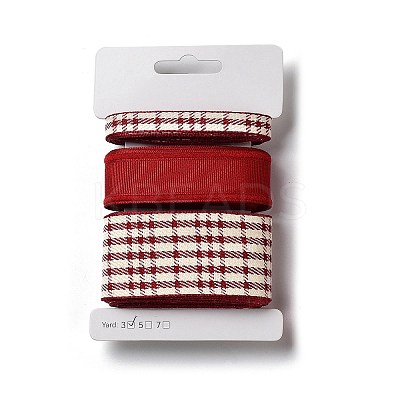 9 Yards 3 Styles Tartan Print Polyester Ribbon SRIB-C002-01G-1