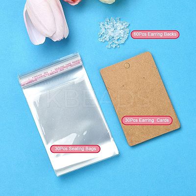 30Pcs Rectangle Paper One Pair Earring Display Cards with Hanging Hole DIY-YW0008-55B-1