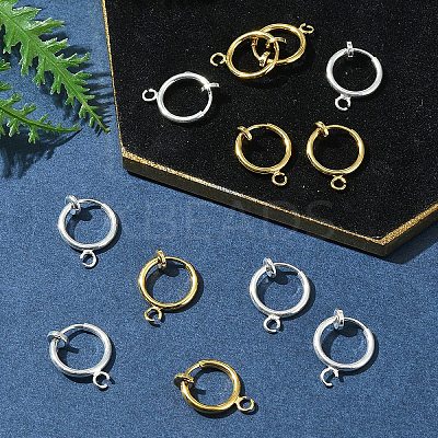 12Pcs 2 Colors Brass Clip-on Hoop Earring Findings KK-FS0001-48-1