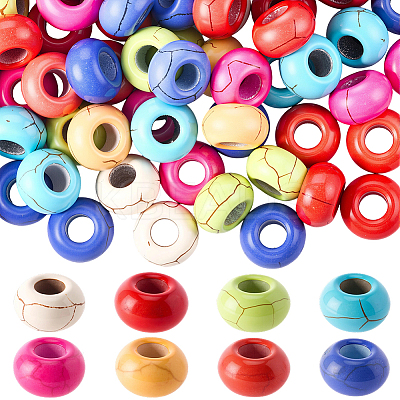 80Pcs 8 Colors Dyed Synthetic Turquoise European Beads SPDL-SC0001-01-1