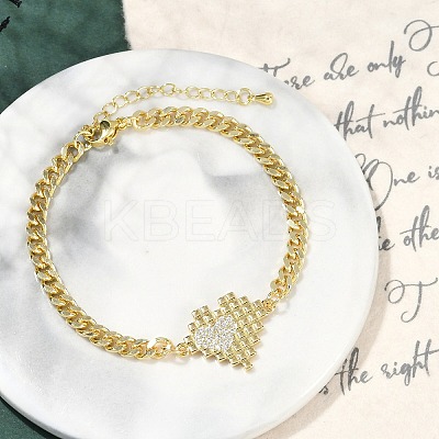 Brass Micro Pave Cubic Zirconia Link Bracelets BJEW-M050-06G-03-1