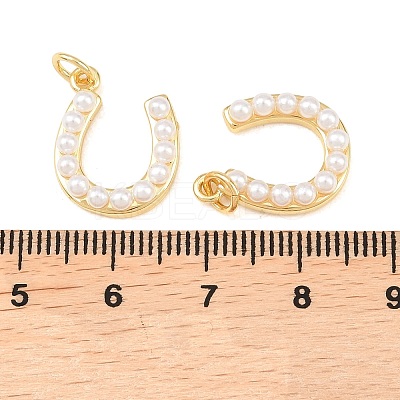 Brass with ABS Iimaition Pearl Pendants KK-C162-066G-1