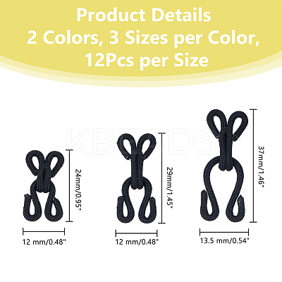 72Pcs 6 Styles Polyester Garment Hook and Eye FIND-DC0005-57-1