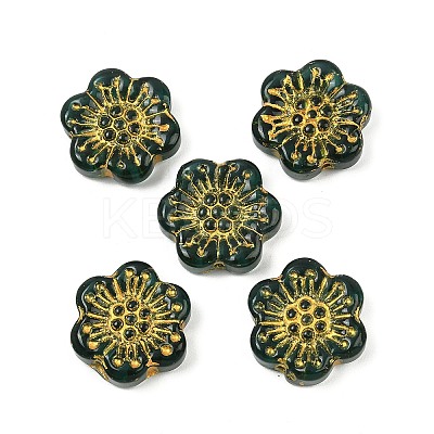 Baking Paint and Golden Metal Enlaced Glass Beads DGLA-T004-09E-1