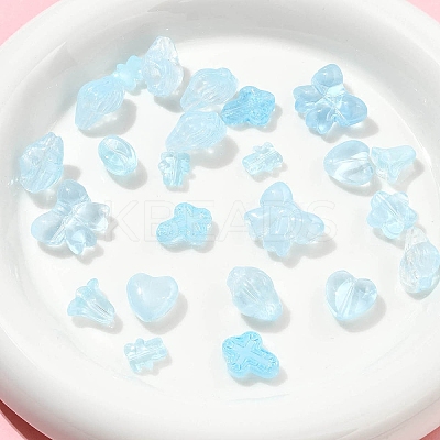 120Pcs 8 Styles Transparent Spray Paint Glass Beads GLAA-FS0002-21-1