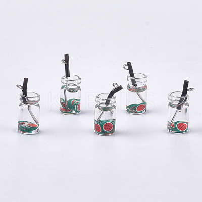 Glass Bottle Pendants CRES-N017-06C-1
