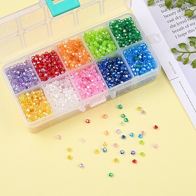 Bicone AB Color Plated Eco-Friendly Transparent Acrylic Beads TACR-CJ0001-12-1