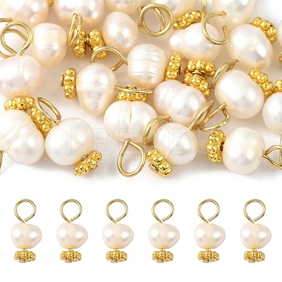 20Pcs Natural Cultured Freshwater Pearl Potato Charms PALLOY-YW00087-1