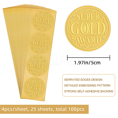 Plastic Self Adhesive Gold Foil Embossed Stickers DIY-WH0211-311-1