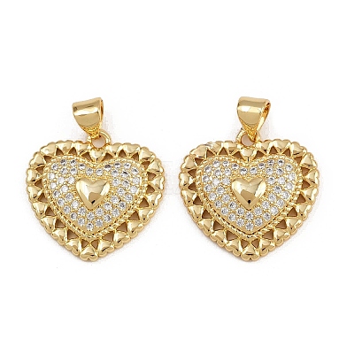 Brass Micro Pave Clear Cubic Zirconia Pendants ZIRC-I367-13G-06-1