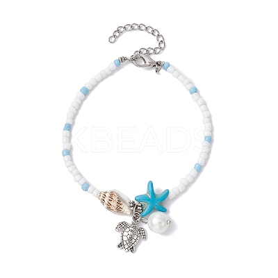 Tibetan Style Zinc Alloy Tortoise Charm Bracelet BJEW-JB09748-1