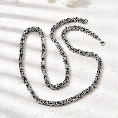 Non-Tarnish 201 Stainless Steel Byzantine Chain Necklaces NJEW-V0299-07-1
