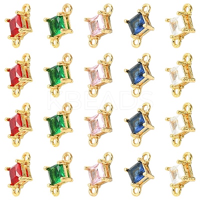 10Pcs 5 Colors Transparent Glass Links/Connectors GLAA-YW0004-43-1
