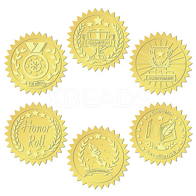 6 Patterns Aluminium-foil Paper Adhesive Embossed Stickers DIY-WH0451-001-1