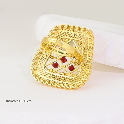 Abstract Vintage Trapezoid Brass Colorful Rhinestones Women's Ring NK9373-1