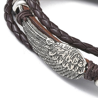 PU Leather & Waxed Cords Triple Layer Multi-strand Bracelets BJEW-G709-05A-1
