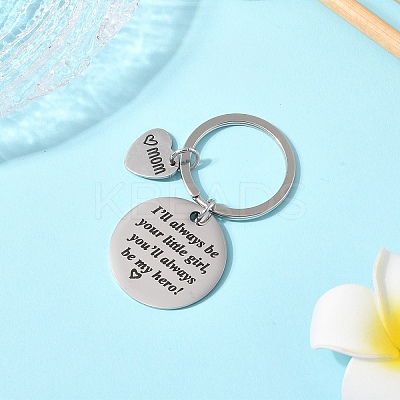 1Pc Mother's Day Gift 201 Stainless Steel Heart with Word Remember I Love You Mom Keychains KEYC-FS0001-11-1