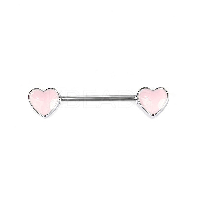Brass Enamel Pink Heart Barbell Nipple Rings FS-WGE2017-03-1