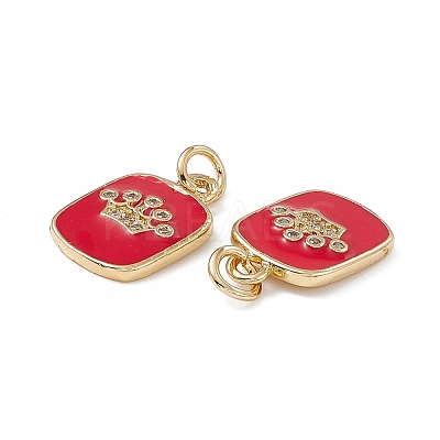 Brass Micro Pave Cubic Zirconia Enamel Pendants KK-E068-VB149-2-1
