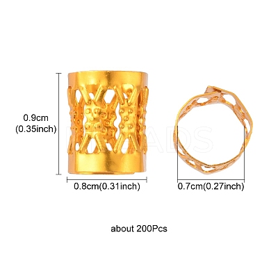 200Pcs Aluminum Dreadlocks Beads Hair Decoration ALUM-YW0001-03-1