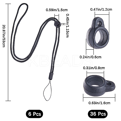 36Pcs Silicone Rings with 6Pcs Polyester Necklace Lanyard Anti-Loss Pendant Holder DIY-GF0008-08B-1
