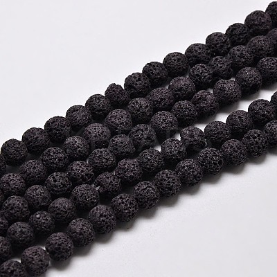 Natural Lava Rock Round Bead Strands G-I124-6mm-10-1