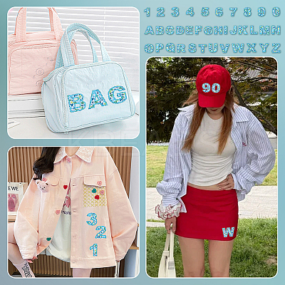 2 Sets 2 Styles Letter & Number Cloth Embroidery Sew on Cloth Patches PATC-FG0003-32-1