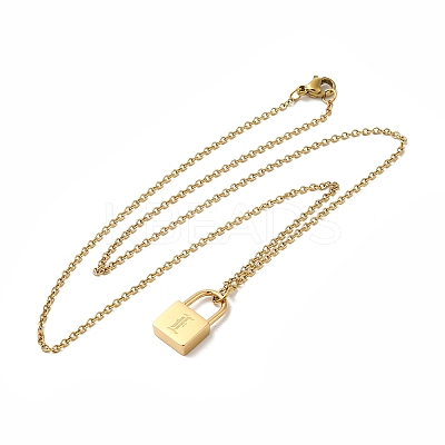 304 Stainless Steel Rolo Chain Pendant Necklaces NJEW-S444-01G-05-1