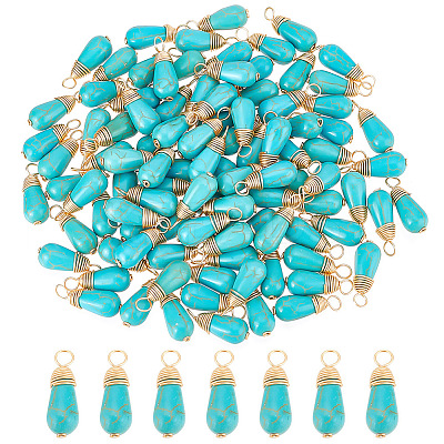 100Pcs Synthetic Turquoise Pendants FIND-AR0004-20-1