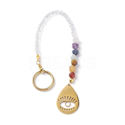 201 & 304 Stainless Steel Chakra Theme Teardrop & Eye Pendant Decorates PALLOY-JF01199-04-1