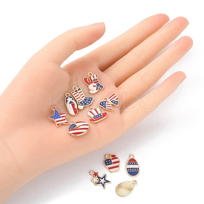 20Pcs 10 Styles American Flag Style Alloy Enamel Charms ENAM-YW0002-41-1