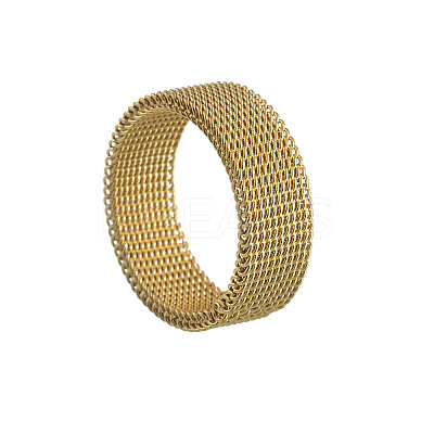 304 Stainless Steel Braided Mesh Finger Rings for Women Men WG8C54F-19-1