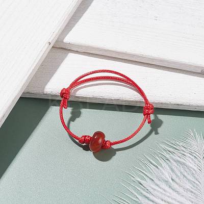 Natural Carnelian Disc Beaded Cord Bracelet BJEW-JB07686-02-1