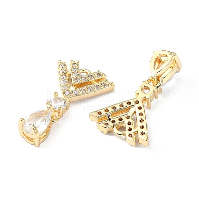 Brass Micro Pave Cubic Zirconia Pendants FIND-Z029-07G-1