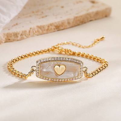 Brass Micro Pave Cubic Zirconia Link Bracelets PW-WG51589-01-1